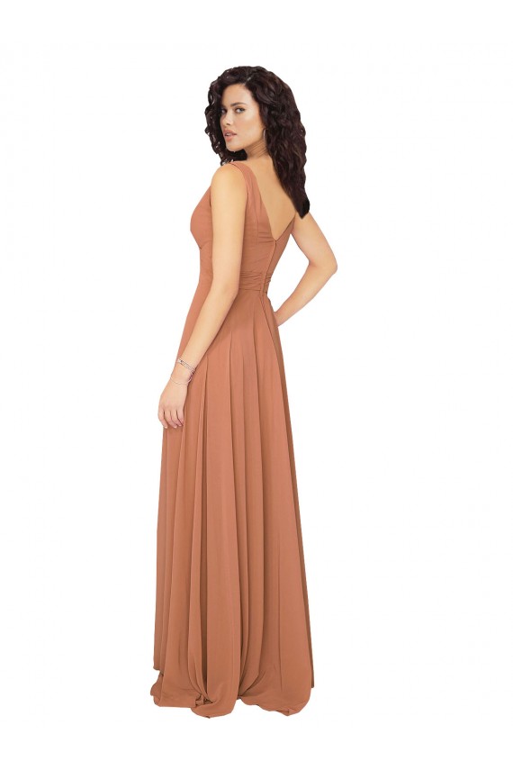 Sleeveless Sage V-Neck V-Back Chiffon A-Line Bridesmaid Dress / Evening Dress Brighton