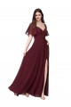 Short Flutter Sleeves Sweetheart Keyhole Back Soft Chiffon A-Line Formal Dress / Bridesmaid Dress Brighton