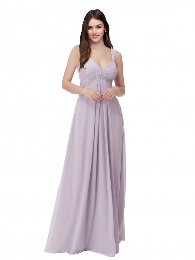 Sleeveless Pink Glow V-Neck Low Back Soft Chiffon A-Line Bridesmaid Dress Brighton