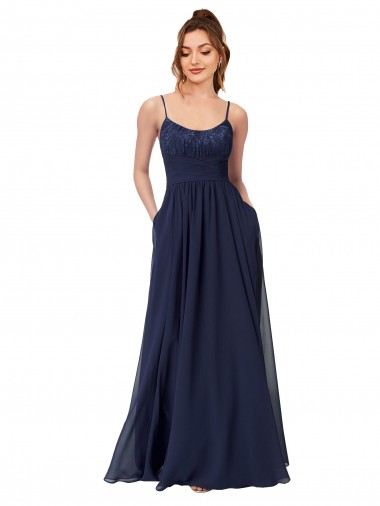 Sleeveless Scoop Neck Low Back Soft Chiffon & Lace A-Line Bridesmaid Dress Brighton