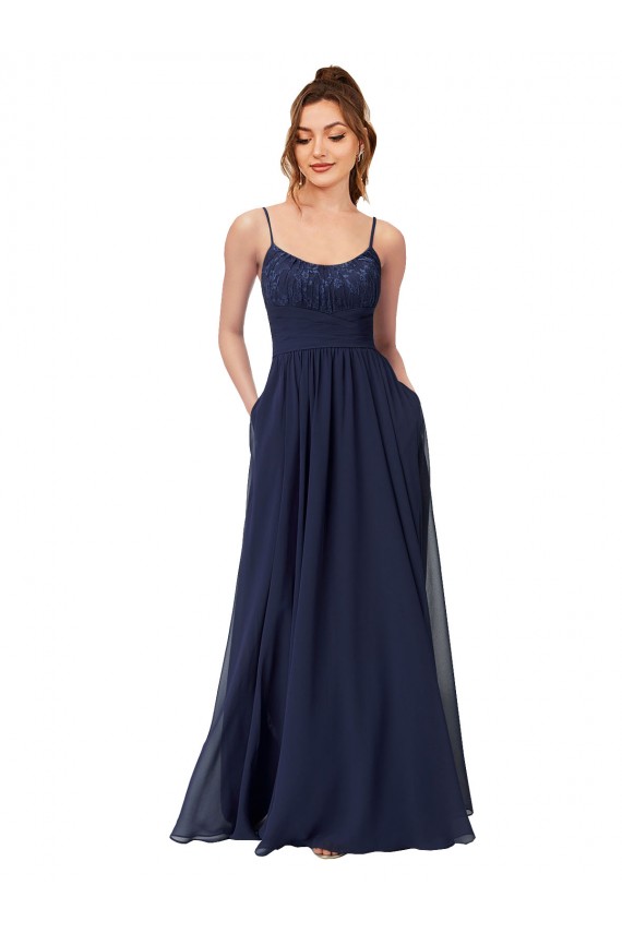 Sleeveless Scoop Neck Low Back Soft Chiffon & Lace A-Line Bridesmaid Dress Brighton