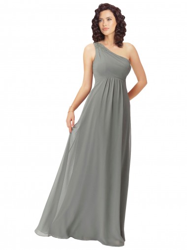 Sleeveless Wisteria One Shoulder Soft Chiffon A-Line Bridesmaid Dress Brighton