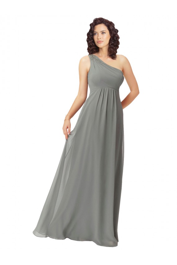 Sleeveless Wisteria One Shoulder Soft Chiffon A-Line Bridesmaid Dress Brighton