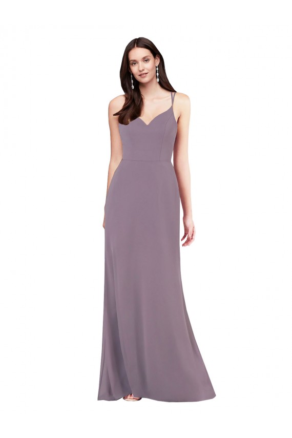 Sleeveless Sweetheart Criss Cross Open Back Soft Chiffon Column Formal Evening Gown / Bridesmaid Dress Brighton