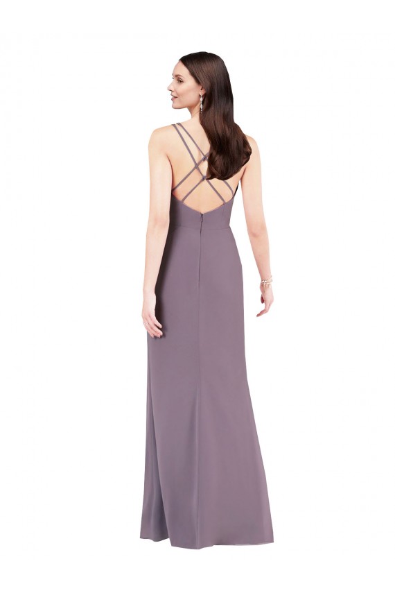 Sleeveless Sweetheart Criss Cross Open Back Soft Chiffon Column Formal Evening Gown / Bridesmaid Dress Brighton