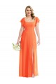 Flutter Sleeves Square Neck Open Back Soft Chiffon A-Line Semi Formal Evening Dress / Bridesmaid Dress Brighton