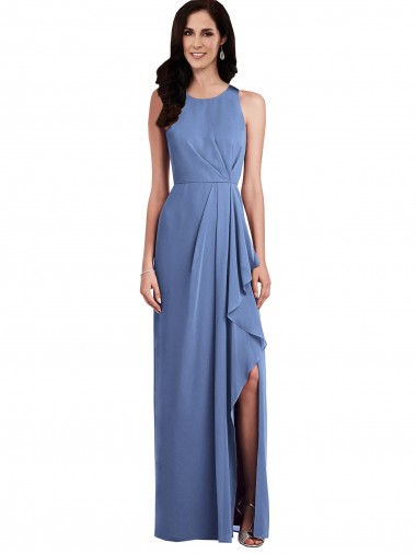 Sleeveless Jewel Neck Keyhole Back Soft Chiffon A-Line Bridesmaid Dress Brighton