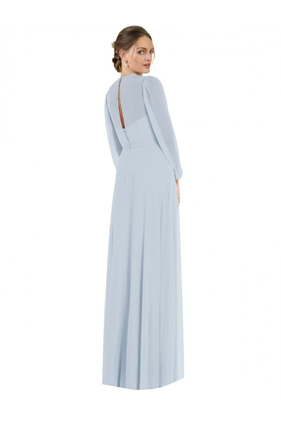 Puff Sleeves Strapless Keyhole Back Soft Chiffon A-Line Formal Evening Gown / Bridesmaid Dress Brighton