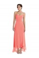Sleeveless Spaghetti Straps Soft Chiffon A-Line High Low Bridesmaid Dress Brighton