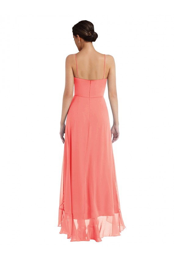 Sleeveless Spaghetti Straps Soft Chiffon A-Line High Low Bridesmaid Dress Brighton