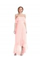 Sleeveless Pink Off the Shoulder Long Soft Chiffon A-Line Bridesmaid Dresses Brighton