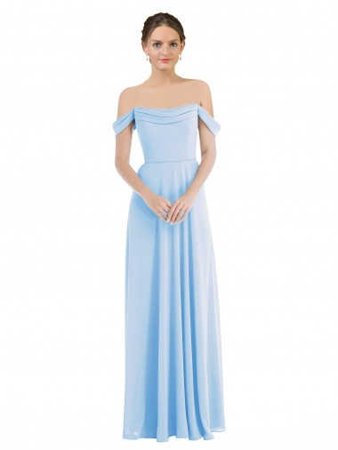 Sleeveless Off the Shoulder Soft Chiffon A-Line Formal Evening Gown / Bridesmaid Dress Brighton