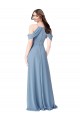 Sleeveless Dusty Blue Off the Shoulder Soft Chiffon A-Line Evening Dress / Bridesmaid Dress Brighton