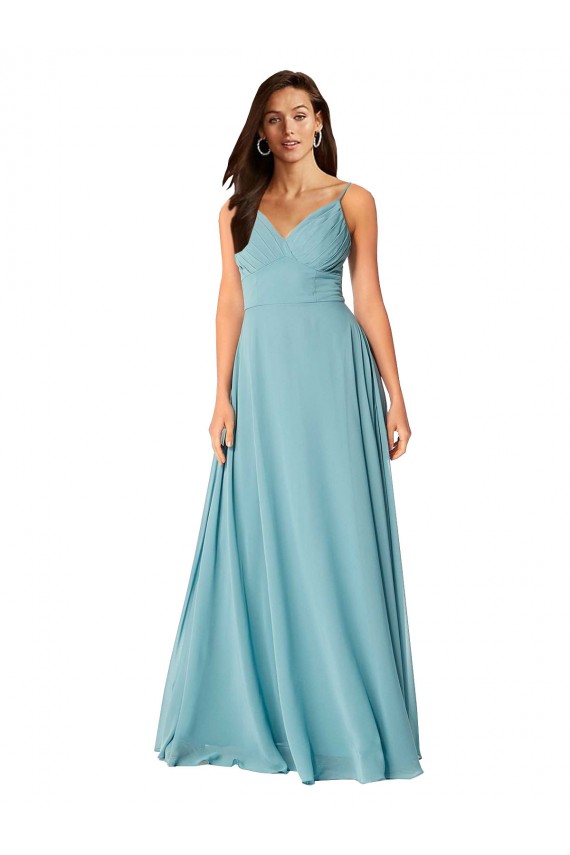 Sleeveless Turquoise V-Neck Soft Chiffon A-Line Bridesmaid Dress Brighton