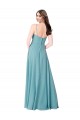 Sleeveless Turquoise V-Neck Soft Chiffon A-Line Bridesmaid Dress Brighton