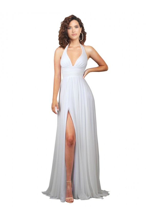 Sleeveless V-Neck Low Back Soft Chiffon A-Line Beach Wedding Dress Brighton