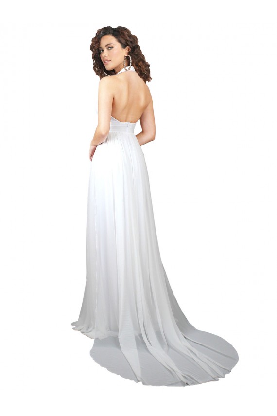 Sleeveless V-Neck Low Back Soft Chiffon A-Line Beach Wedding Dress Brighton