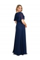 Short Flutter Sleeves V-Neck Soft Chiffon A-Line Formal Plus Size Evening Gown / Prom Dress / Bridesmaid Dress Brighton