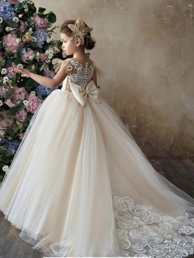 Sleeveless Sweetheart Tulle & Lace Ball Gown Flower Girl Dresses Brighton