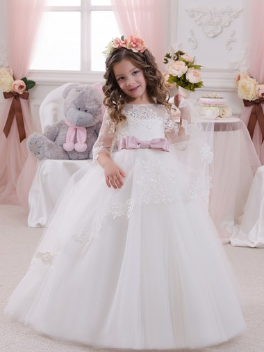 Sleeveless Bateau Neck Tulle & Lace Ball Gowns Flower Girl Dress Brighton