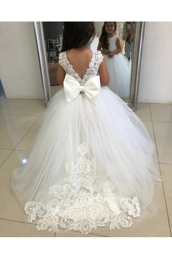 Sleeveless Bateau Neckline Tulle & Lace Ball Gown Flower Girl Dress Brighton