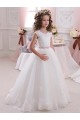 Cap Sleeves High Neck Keyhole Back Tulle & Lace Ball Gowns Flower Girl Dress Brighton