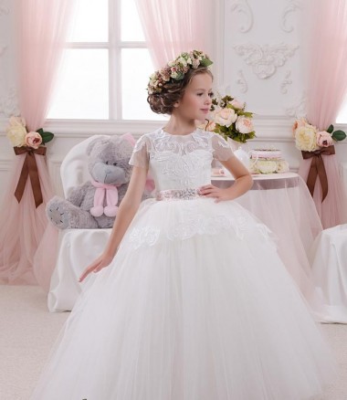 Sleeveless Sweetheart Tulle & Lace Ball Gown Flower Girl Dress Brighton