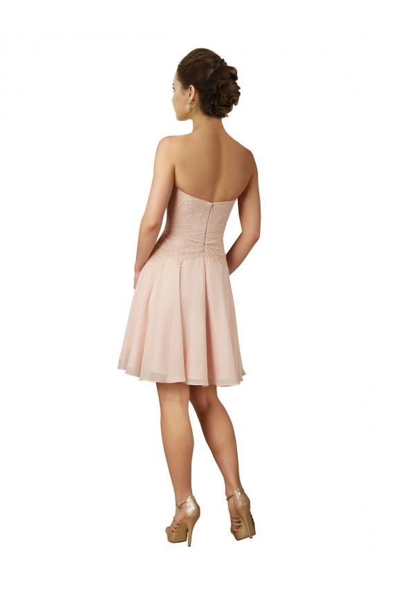 Sleeveless Pink Sweetheart Soft Chiffon & Lace A-Line Bridesmaid Dress Brighton