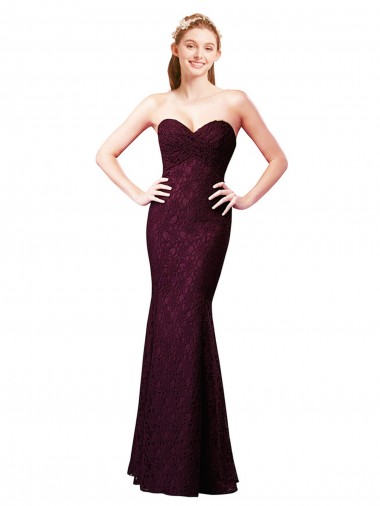Sleeveless Grape Sweetheart Lace A-Line Bridesmaid Dress Brighton