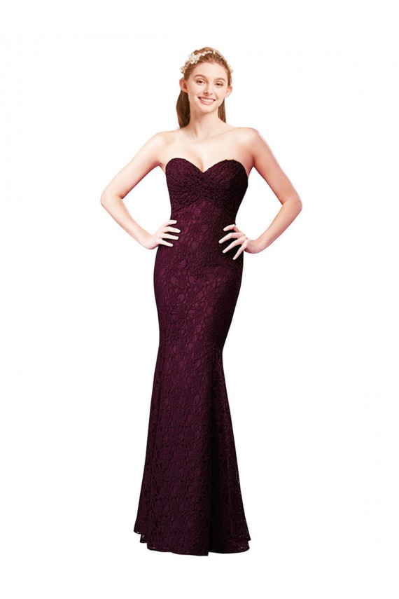 Sleeveless Grape Sweetheart Lace A-Line Bridesmaid Dress Brighton