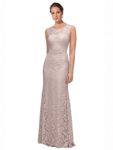 Sleeveless Illusion Neck Lace Mermaid Prom Dress / Bridesmaid Dress Brighton