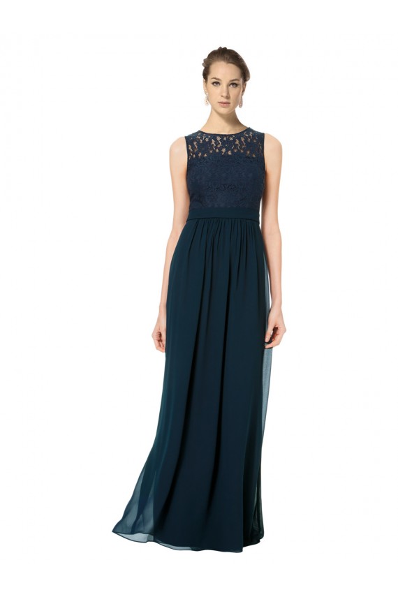 Sleeveless Bateau Neck Keyhole Back Chiffon & Lace A-Line Bridesmaid Dress Brighton