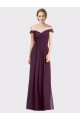 Sleeveless Grape Off the Shoulder Low Back Soft Chiffon & Lace A-Line Bridesmaid Dress Brighton