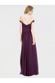 Sleeveless Grape Off the Shoulder Low Back Soft Chiffon & Lace A-Line Bridesmaid Dress Brighton