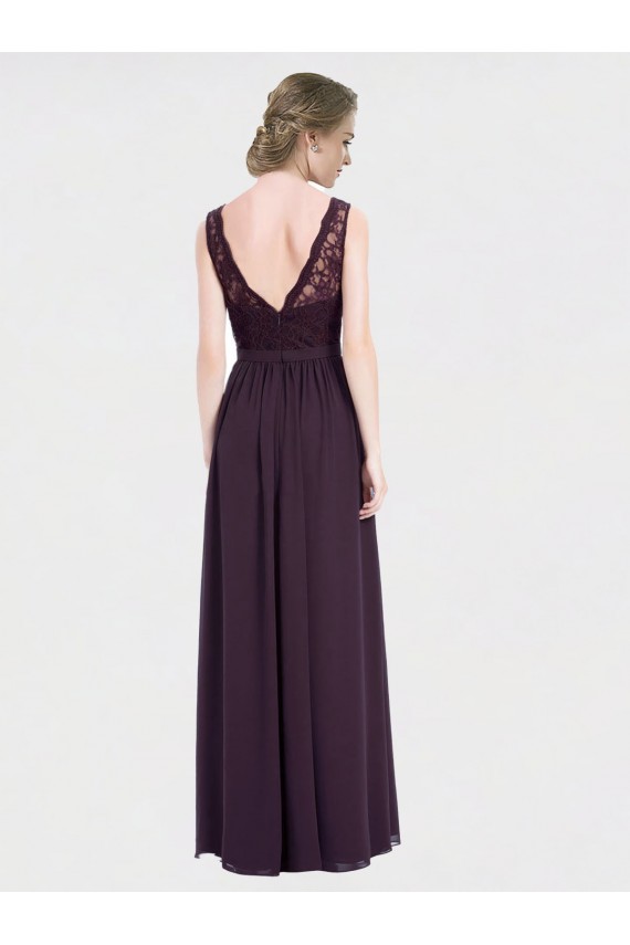 Sleeveless V-Neck V-Back Chiffon & Lace A-Line Bridesmaid Dress / Evening Dress Brighton