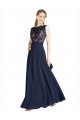 Sleeveless Illusion Neck V-Back Soft Chiffon & Lace A-Line Prom Dress / Bridesmaid Dress Brighton
