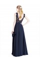 Sleeveless Illusion Neck V-Back Soft Chiffon & Lace A-Line Prom Dress / Bridesmaid Dress Brighton