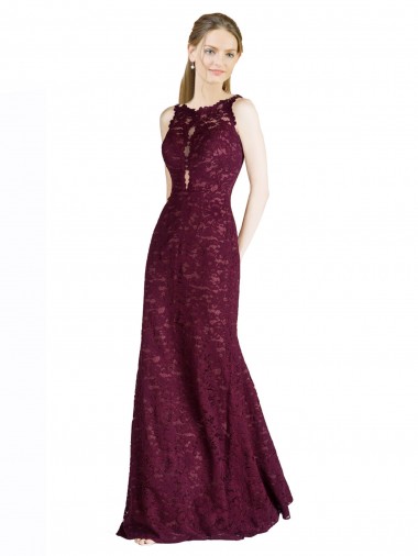 Sleeveless Illusion Neck Keyhole Back Lace A-Line Prom Dress / Bridesmaid Dress Brighton