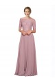 Short Sleeves Off the Shoulder Soft Chiffon & Lace A-Line Prom Dress / Bridesmaid Dress Brighton