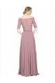 Short Sleeves Off the Shoulder Soft Chiffon & Lace A-Line Prom Dress / Bridesmaid Dress Brighton