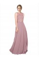 Sleeveless Illusion Neck Soft Chiffon & Lace A-Line Black Tie Prom Dress / Bridesmaid Dress Brighton
