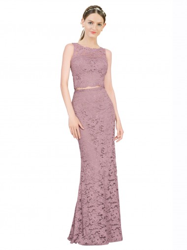 Sleeveless Illusion Neck Lace Mermaid Prom Dress / Bridesmaid Dress Brighton