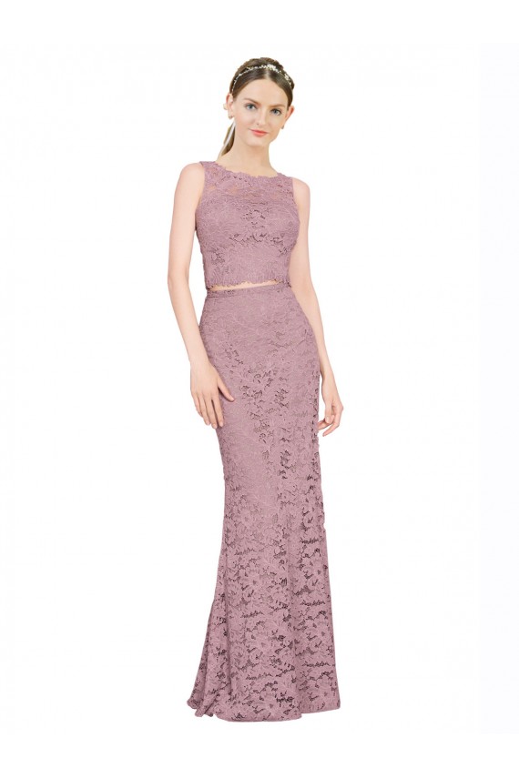 Sleeveless Illusion Neck Lace Mermaid Prom Dress / Bridesmaid Dress Brighton