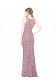 Sleeveless Illusion Neck Lace Mermaid Prom Dress / Bridesmaid Dress Brighton