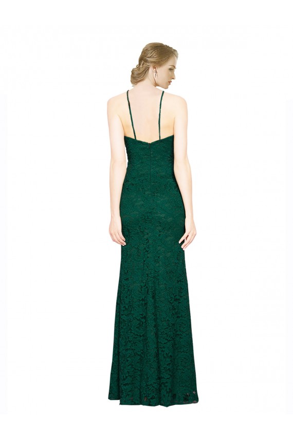 Sleeveless Halter Neck Low Back Lace Mermaid Prom Dress / Bridesmaid Dress Brighton