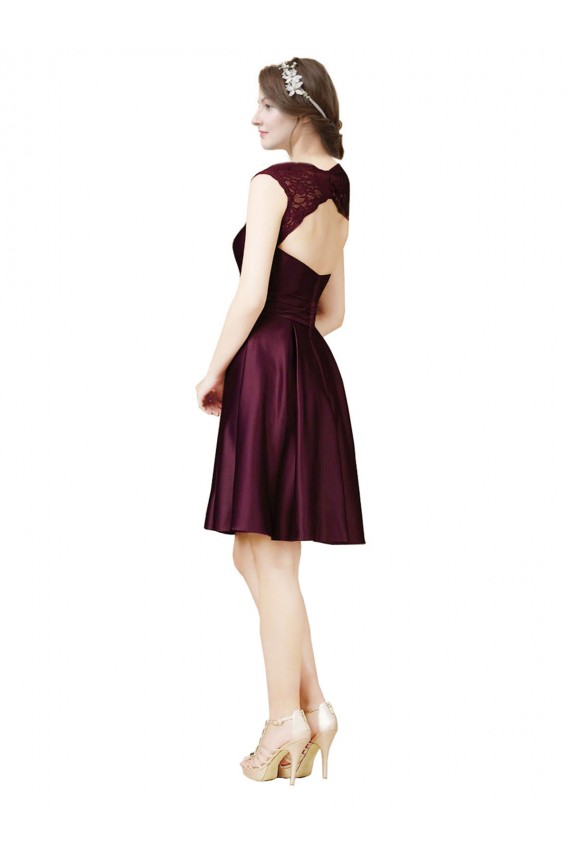 Sleeveless Square Neck Open Back Satin & Lace A-Line Bridesmaid Dress Brighton