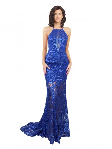 Sleeveless High Neck Open Back Lace Mermaid Semi Formal Evening Dress / Prom Dress / Bridesmaid Dress Brighton