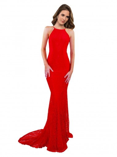 Sleeveless High Neck Open Back Lace Mermaid Evening Gown / Prom Dress / Bridesmaid Dress Brighton
