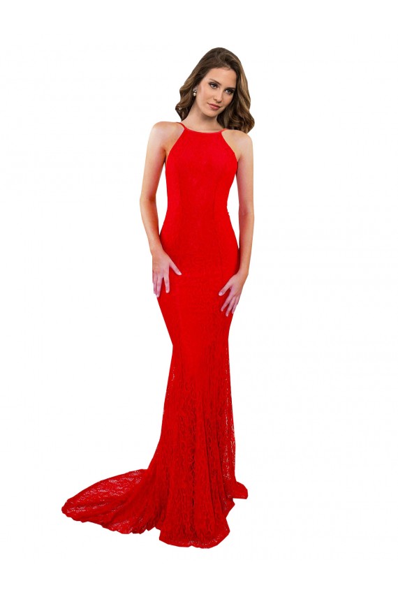 Sleeveless High Neck Open Back Lace Mermaid Evening Gown / Prom Dress / Bridesmaid Dress Brighton
