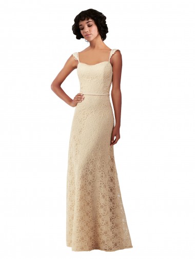 Sleeveless Champagne Sweetheart Lace A-Line Bridesmaid Dress Brighton